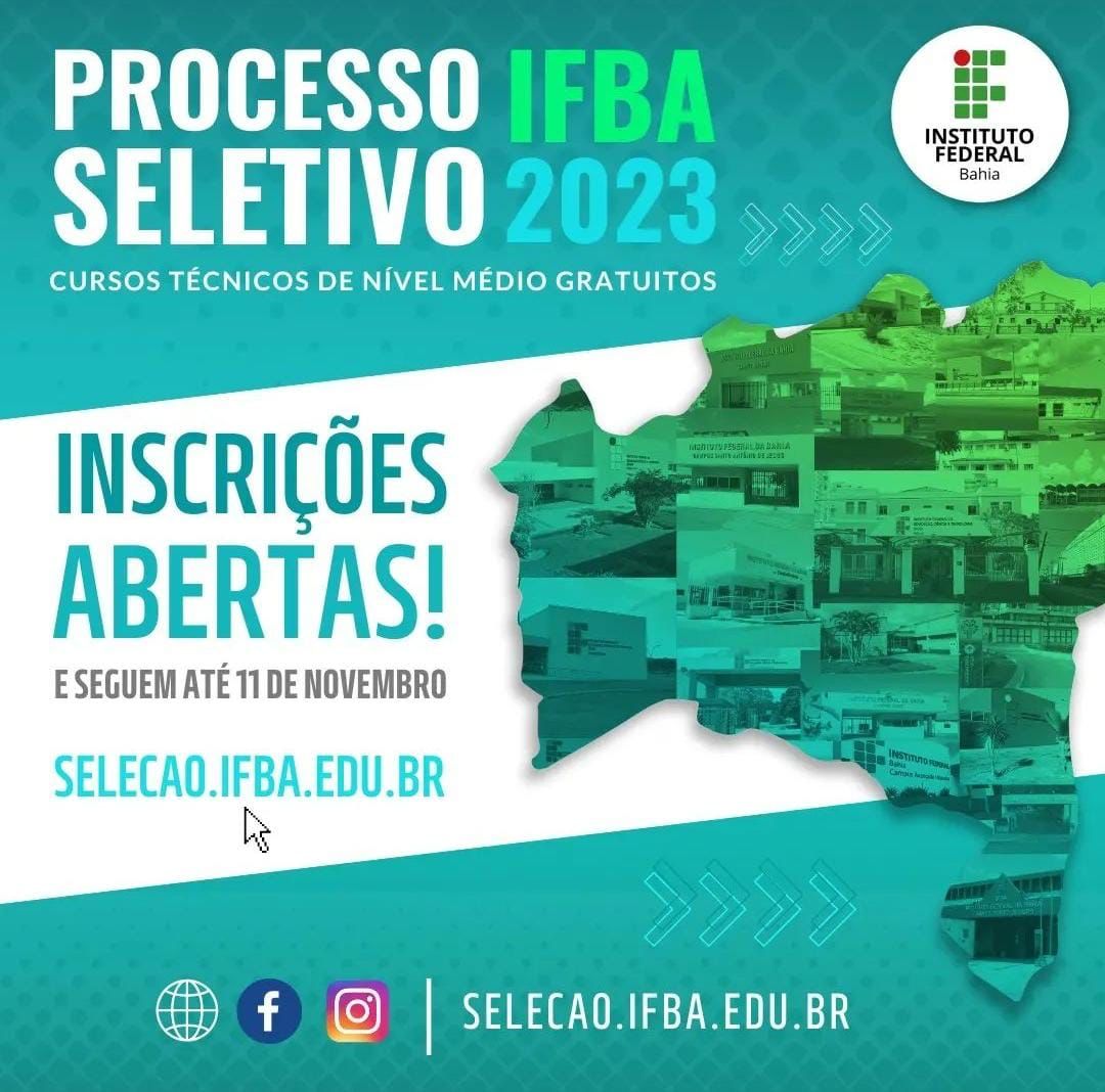 Nota de Utilidade Pública: Processo Seletivo IFBA 2023 - Portal da  Prefeitura Municipal de São Francisco do Conde - Bahia