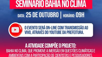 Seminário Bahia no Clima acontece no dia 25 de outubro