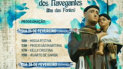 Confira a programação da festa de Santo Antônio dos Navegantes, que acontecerá na Ilha das Fontes