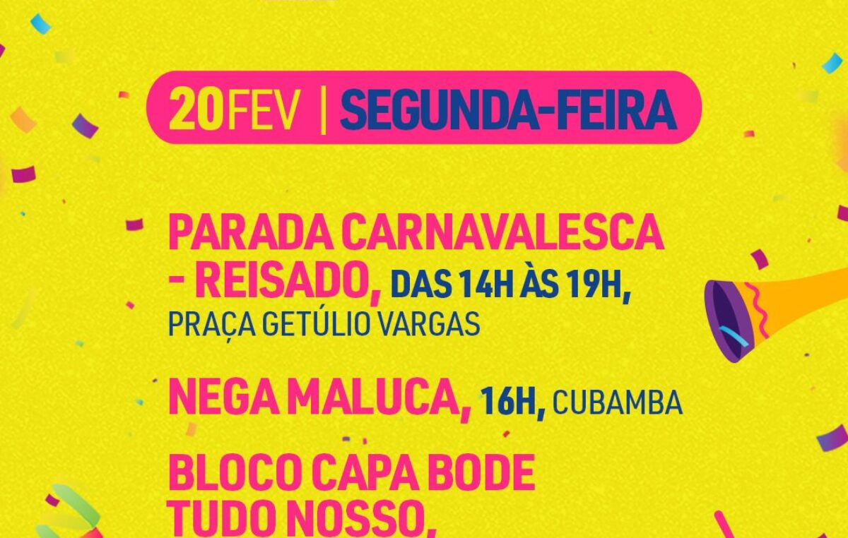 Carnaval Cultural: confira a programação dos blocos e de participação das manifestações culturais