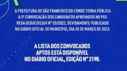 Prefeitura realiza 3ª convocação do PSS REDA SEDUC/SEJUV