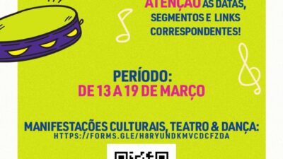 Manifestações culturais, grupos de teatro e dança: cadastramento oficial acontece de 13 a 19 de março