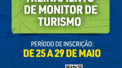 SECULT: seleção de vagas para treinamento de Monitor de Turismo, acontecem de 25 a 29 de maio