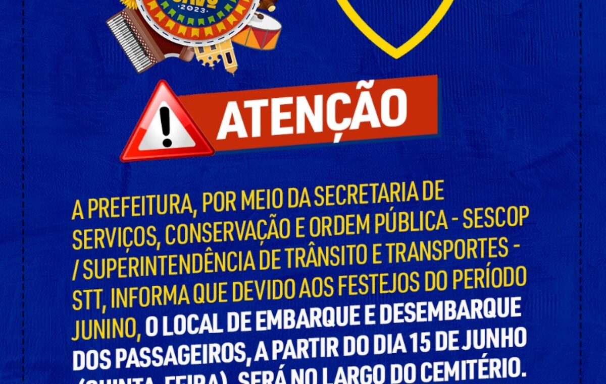 SESCOP informa sobre alteração no embarque/desembarque de passageiros durante os festejos juninos