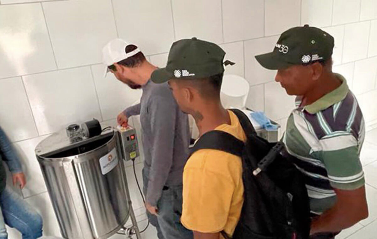 Aula prática do Curso de Trabalhador na Apicultura