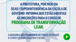 Estão abertas as inscrições para o curso de PROGRAMA DE TRANSFORMAÇÃO LEAN