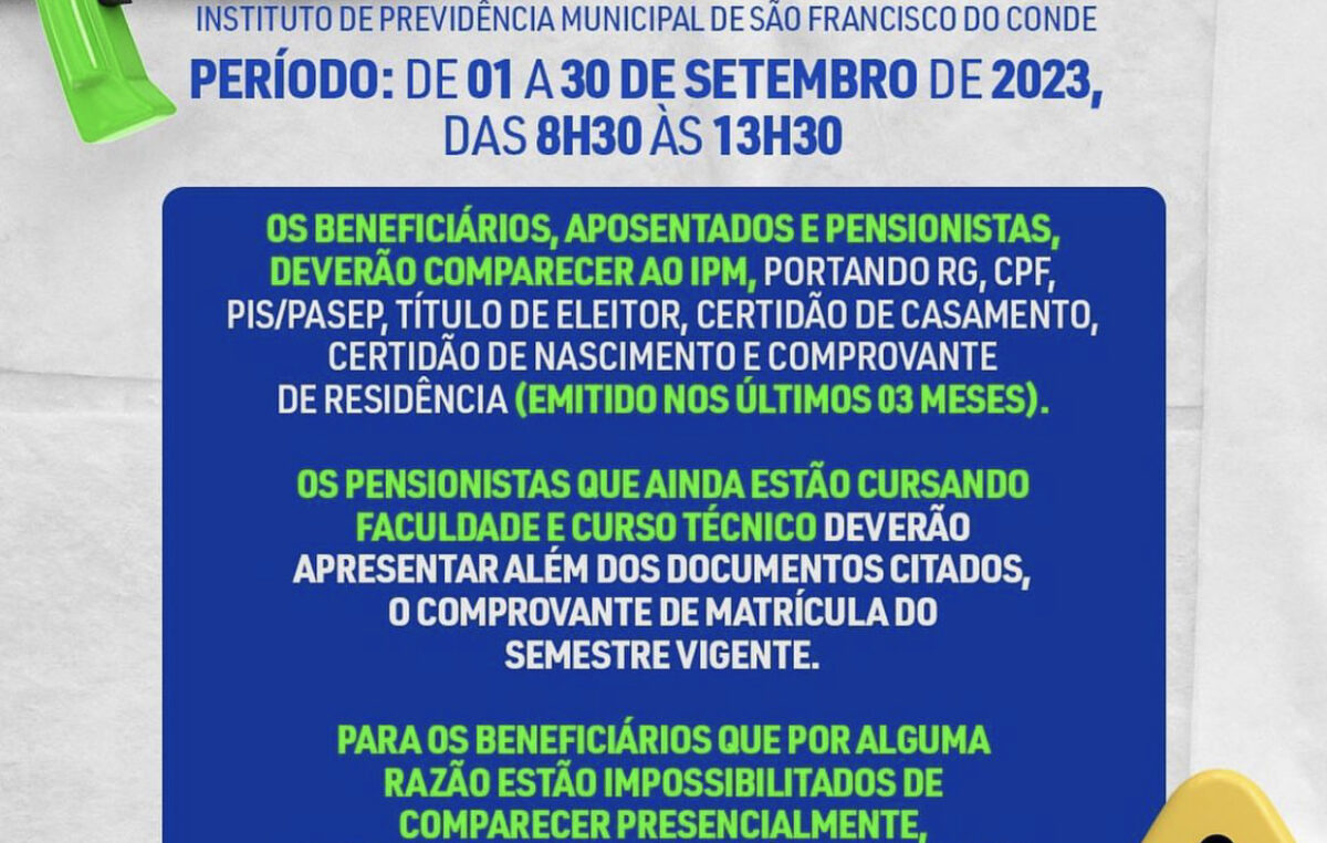 RECADASTRAMENTO DO IPM – Instituto de Previdência Municipal de São Francisco do Conde
