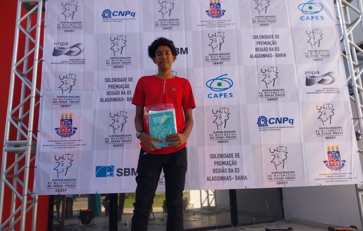 Estudante da Rede Municipal de Educação de São Francisco do Conde foi premiado com Certificado de Menção Honrosa da Olimpíada Brasileira de Matemática das Escolas Públicas  – OBMEP