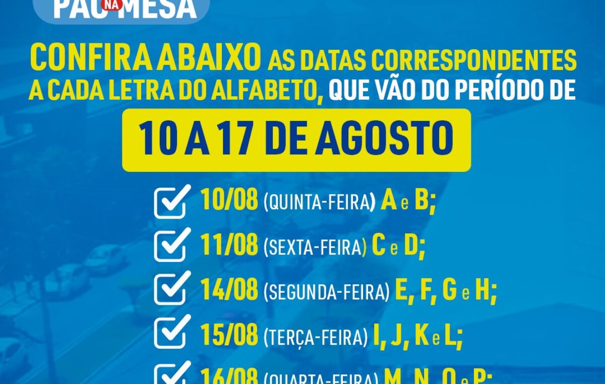 PAGAMENTO PÃO NA MESA – AGOSTO 2023