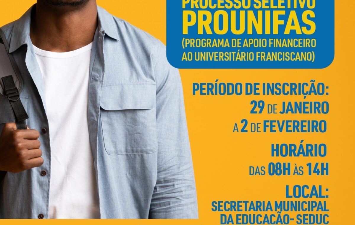Processo Seletivo PROUNIFAS – Inscrições Abertas para Apoio Financeiro a Universitários Franciscanos