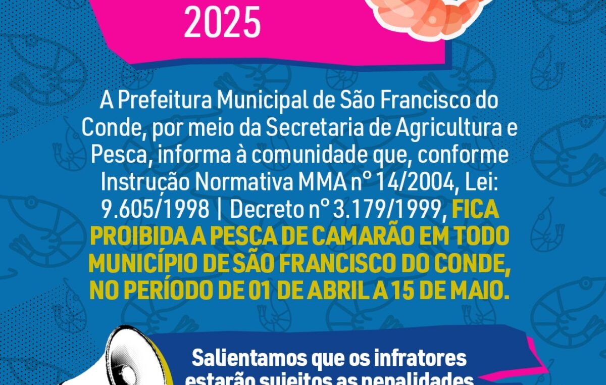 Período de Defeso do Camarão está em vigor e segue até 15 de maio