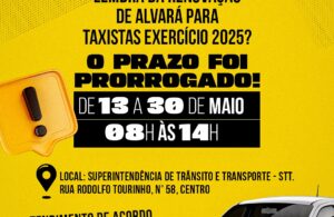 Data para renovação de alvará para taxistas – Exercício 2025 foi prorrogada