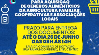 Prefeitura de São Francisco do Conde abre Chamada Pública para aquisição de alimentos da Agricultura Familiar para a merenda escolar