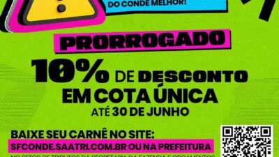 Prefeitura prorroga prazo para pagamento do IPTU com desconto de 10% até 30 de junho