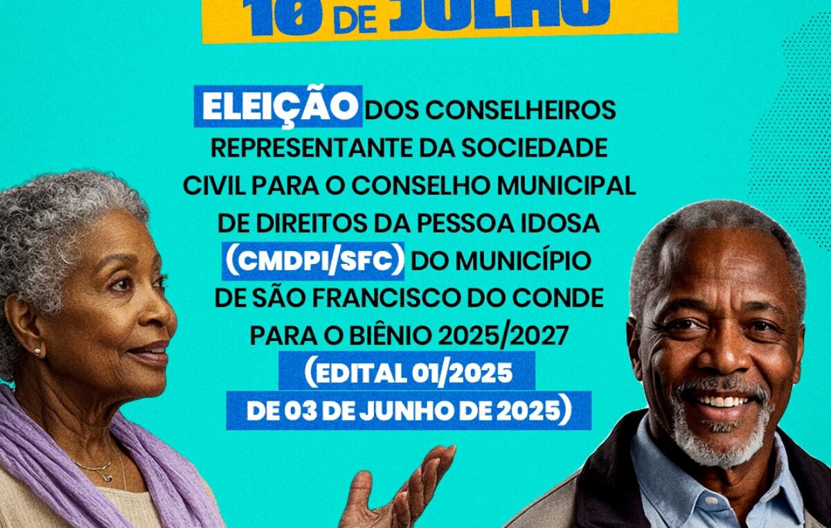 Prefeitura divulga edital para eleição dos conselheiros representantes da sociedade civil para o Conselho Municipal de Direitos da Pessoa Idosa