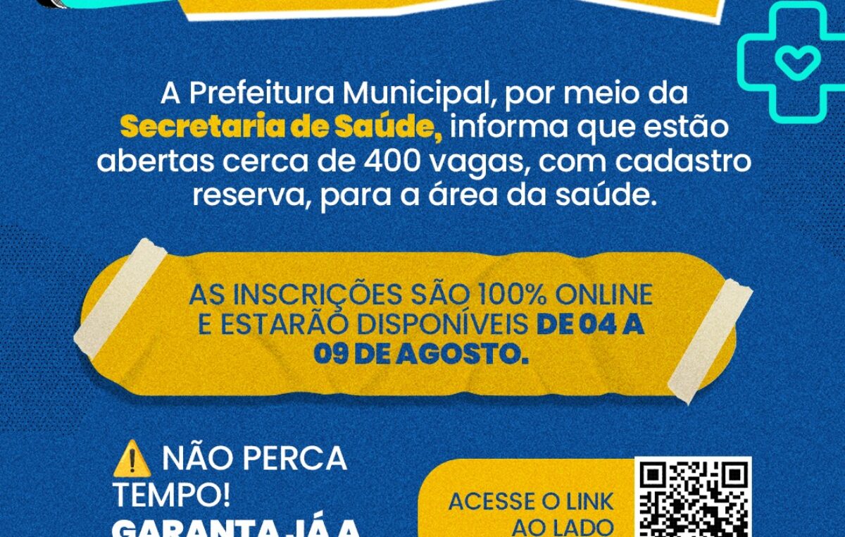 Prefeitura de São Francisco do Conde abre cerca de 400 vagas na área da saúde