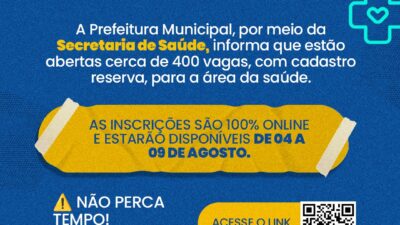 Prefeitura de São Francisco do Conde abre cerca de 400 vagas na área da saúde