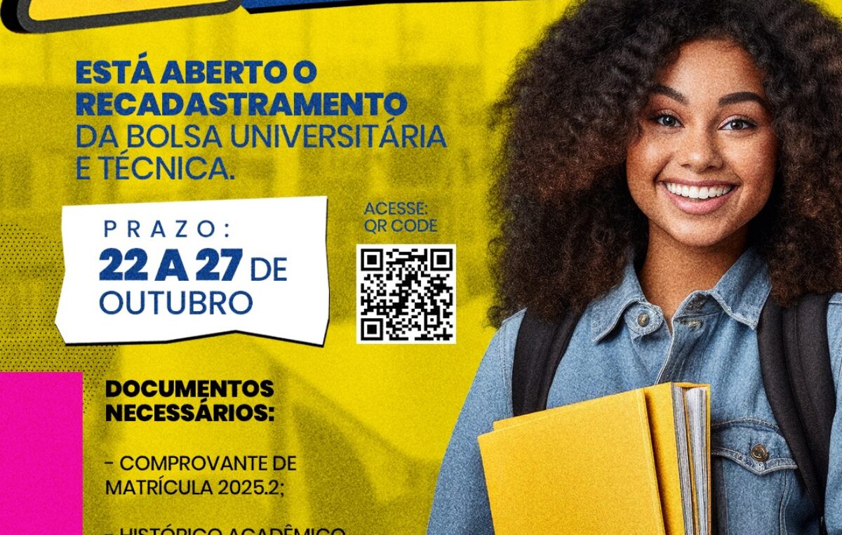 Prefeitura de São Francisco do Conde abre recadastramento da Bolsa Universitária e Técnica