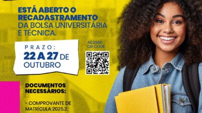 Prefeitura de São Francisco do Conde abre recadastramento da Bolsa Universitária e Técnica