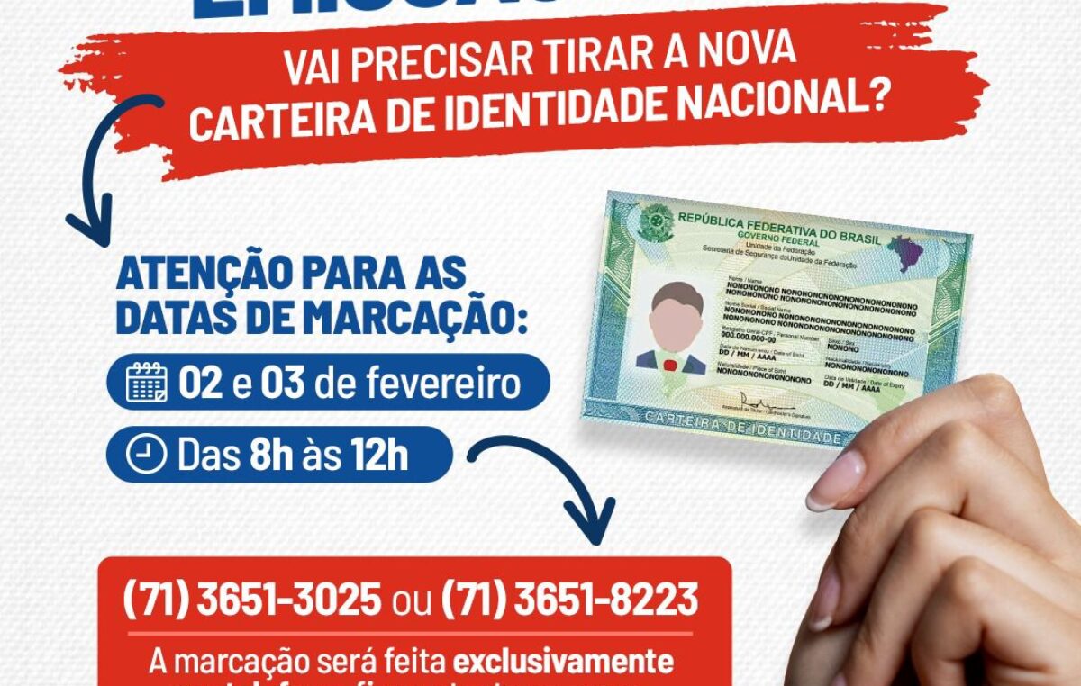 SEPLANDEC abre marcação para emissão da Carteira de Identidade Nacional