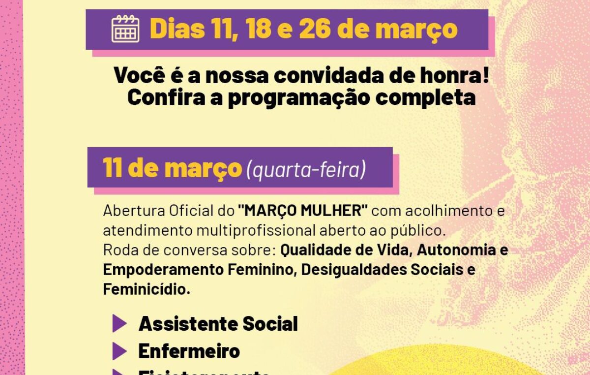 CRESAM promove programação especial do Março Mulher com serviços e orientações em saúde